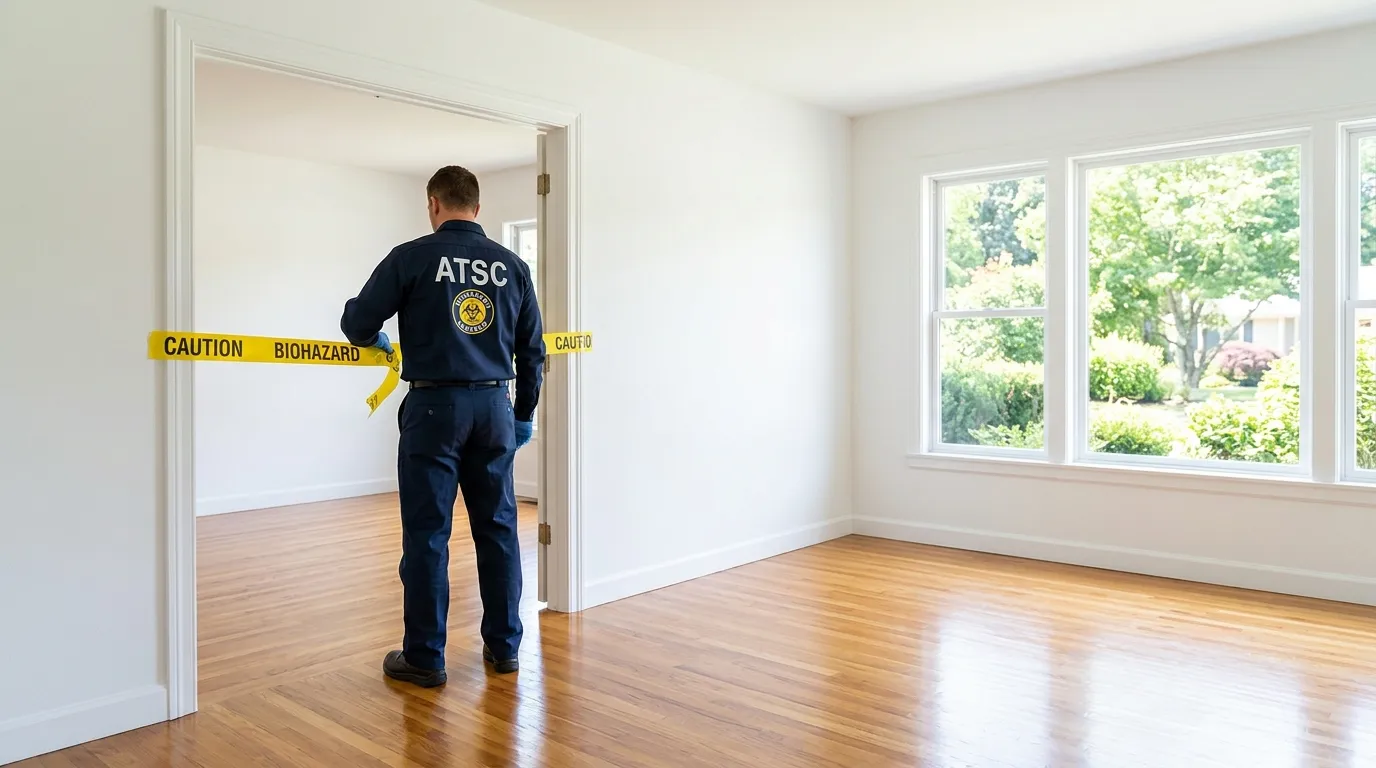 Certified biohazard cleanup crew performing Trauma Scene Cleanup in Bay Wood